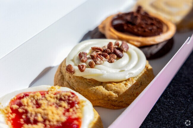 Stop by Crumble cookies to get freshly bake goodness changing weekly.