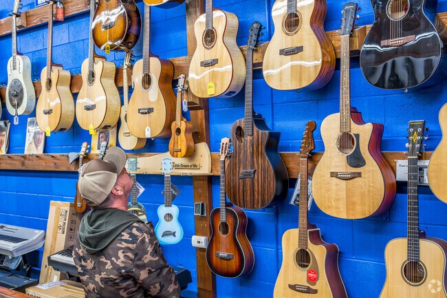 A Music Store on Main Street has a wide selection of guitars in Klamath Falls.