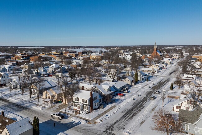 Homes near Sauk Lake mix historic and modern designs in Sauk Centre.