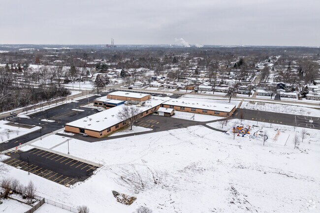 Aerial view of Walsh Elementary School.