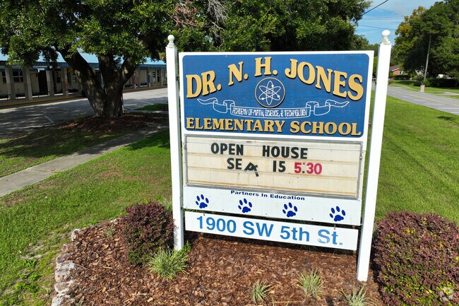Welcome sign to Dr. N.H. Jones Elementary School in Marion County.