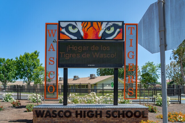The sign at Wasco High School keeps students and parents up to date with events.
