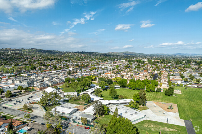 An aerial view of the campus at Jordan Elementary School in Whittier.