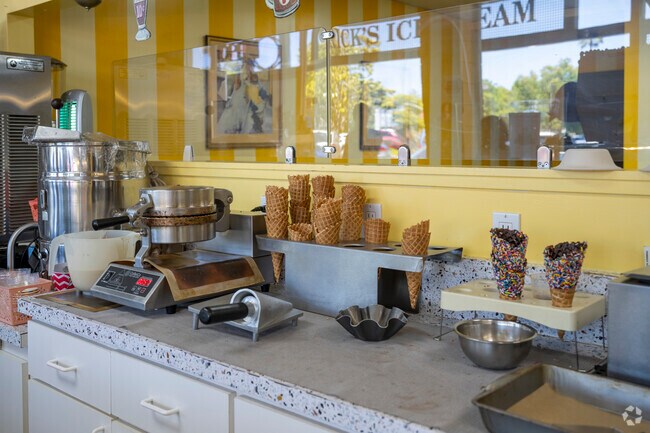 Ricks ice cream offers fresh made waffle cones.