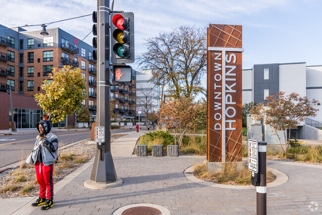 Downtown Hopkins has beautifully designed infrastructure for pedestrians.