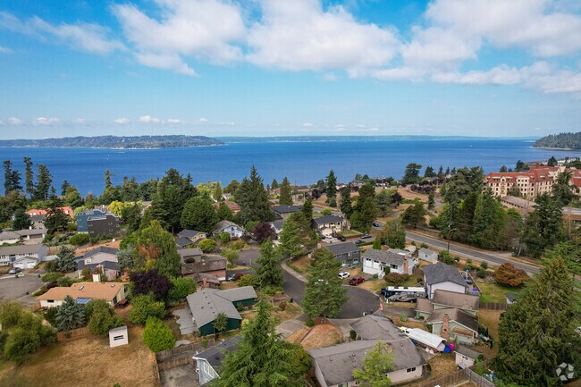 Aerial Overlooking the Zenith Neighborhood and Puget Sound.