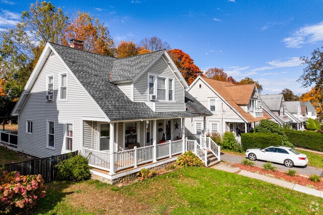 A row of two-story homes in Lancaster.