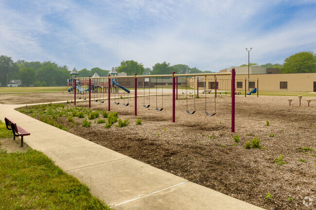 Salk Elementary School swings and playground, Schererville, IN.
