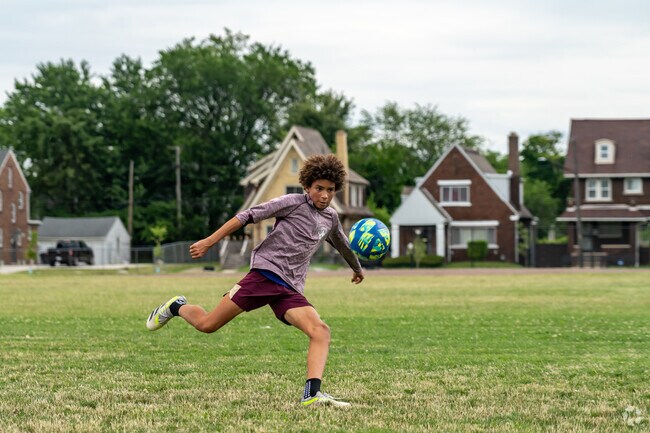 Pingree Park features a large soccer field and is home to Detroit Prep's soccer team.