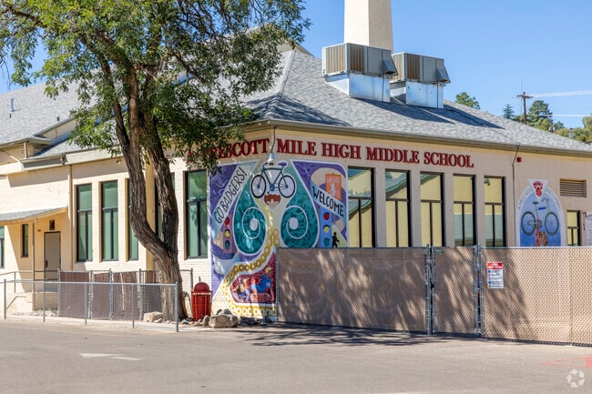 Prescott Mile High Middle School has an amazing mural welcoming you to the school.