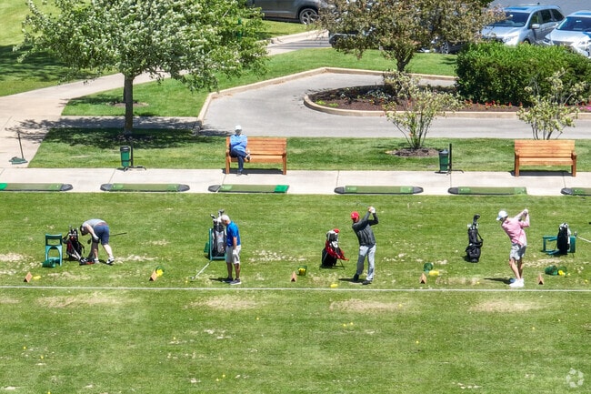 The driving range at Springbrook Prairie Golf Club offers the ability to hit from a tee or mat.