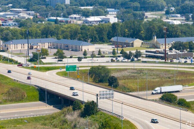 Interstate travel connects Irvin Park rapidly to downtown Bloomington.