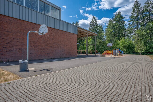 Rosedale Elementary School basketball courts in Hillsboro, Oregon.