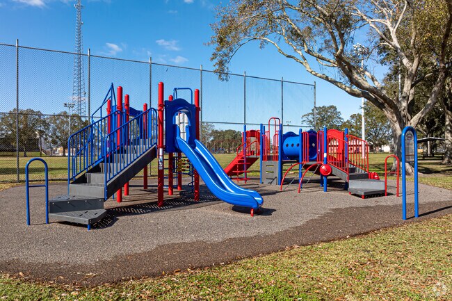 Belle Terre Playground has a large playground set for kids to enjoy.