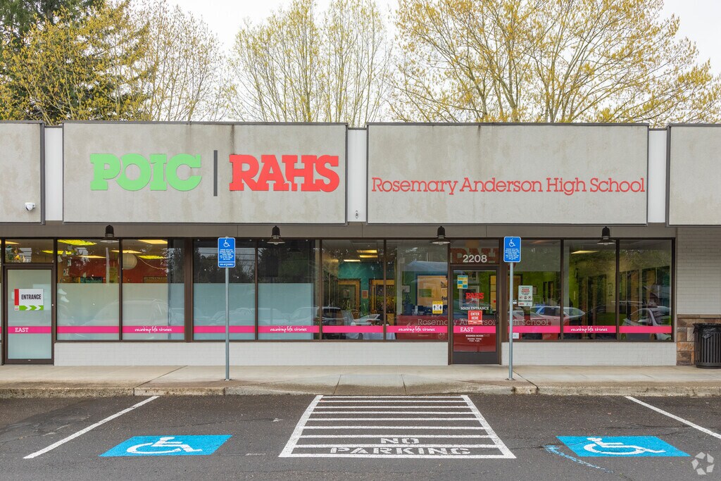Main entrance for the Rosemary Anderson High School East in the Gresham-Centennial Neighborhood.