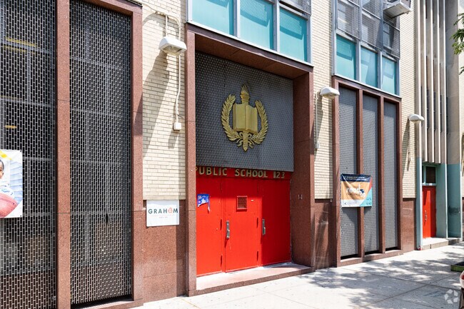 Ps 123 Mahalia Jackson occupies a full city block in Harlem, New York.