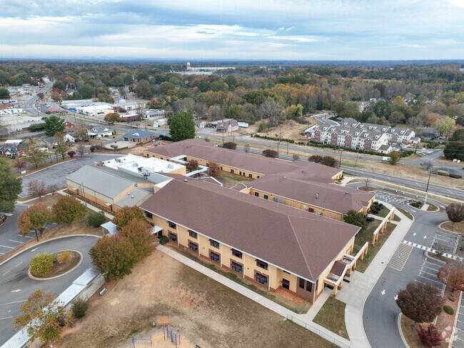 An aerial view of the Troutman Elementary School campus.