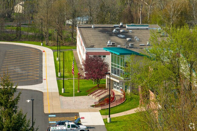 Catherine M. McNamara Elementary has a green front entrance.