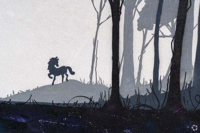 A horse mural in Sleepy Hollow alludes to the story that gave the town its name.