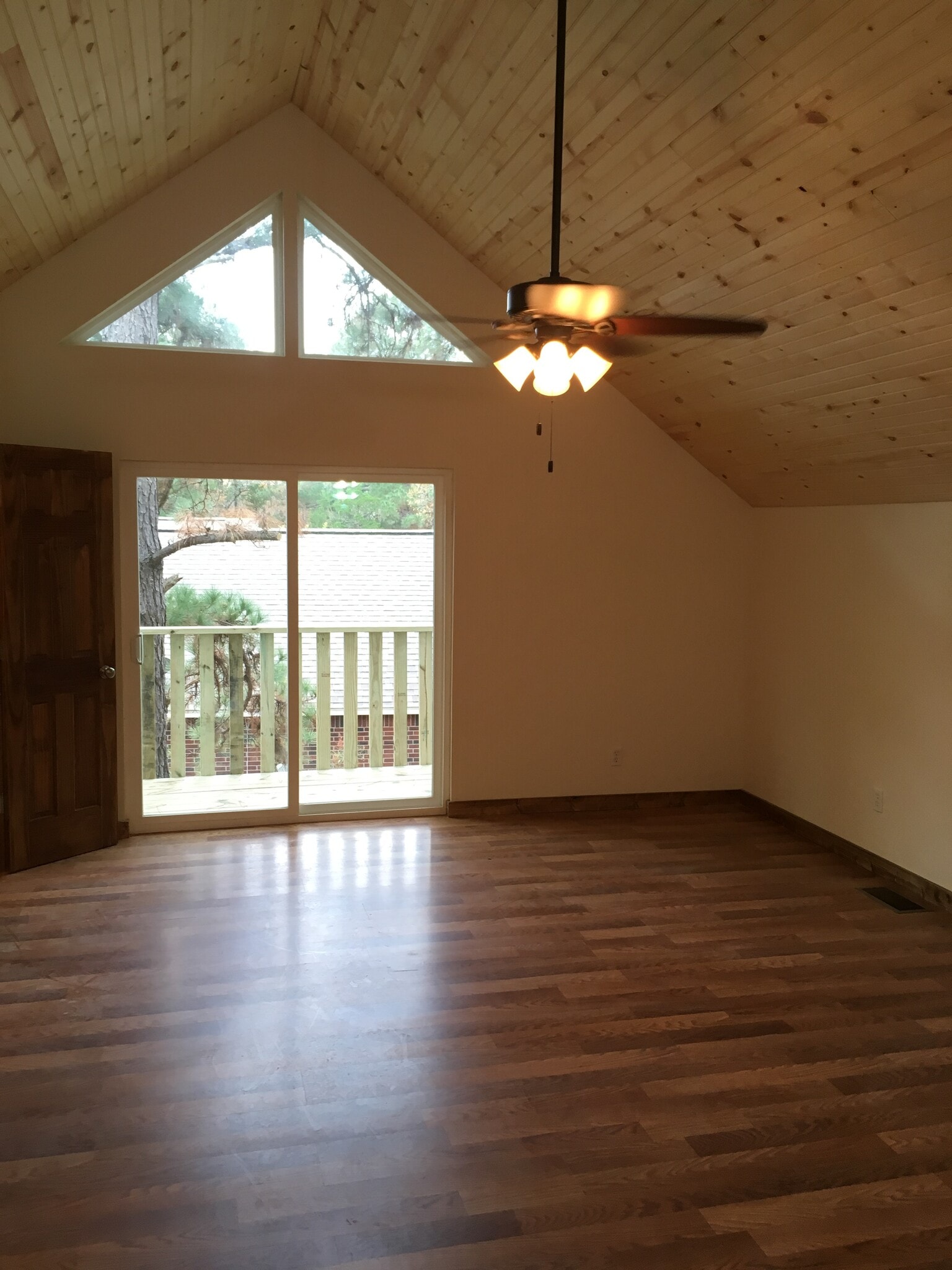 The upper master suite with deck