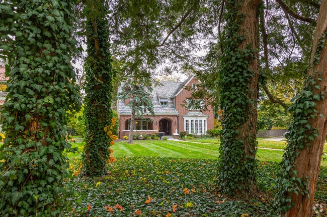 Some houses hiding deep under trees with amazing gardens in Forest Park neighborhood.
