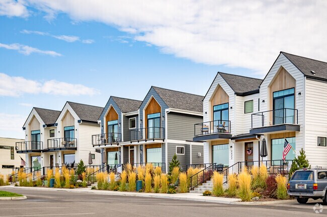 Rows of new townhomes can be found just north of Atlas Waterfront Park.
