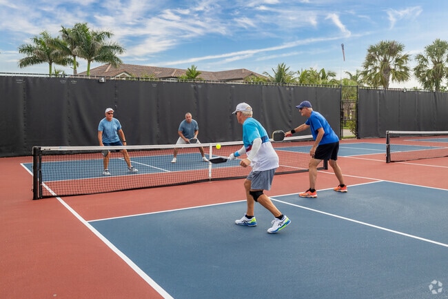 By the Trevia condos in Wentworth Estates they have 8 pickleball courts for residents to play on.