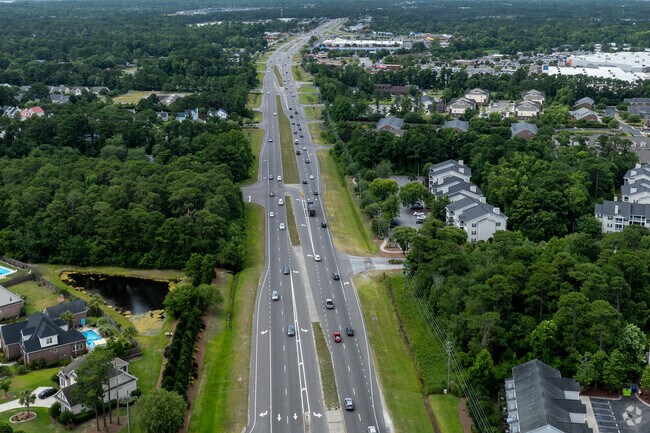 Carolina Beach Road is the main road in the Tanglewood neighborhood.