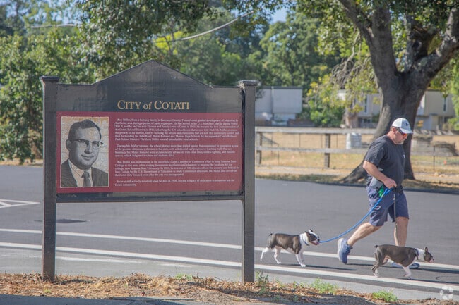 A plaque at the Cotati community center honors Ray Miller, the district's first superintendent.