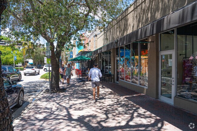 Shaded sidewalks make window shopping an easy stroll near Atlantic Avenue.
