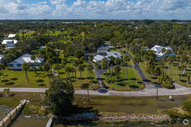 St Lucie Village aerial of waterfront homes along the N Indian River.