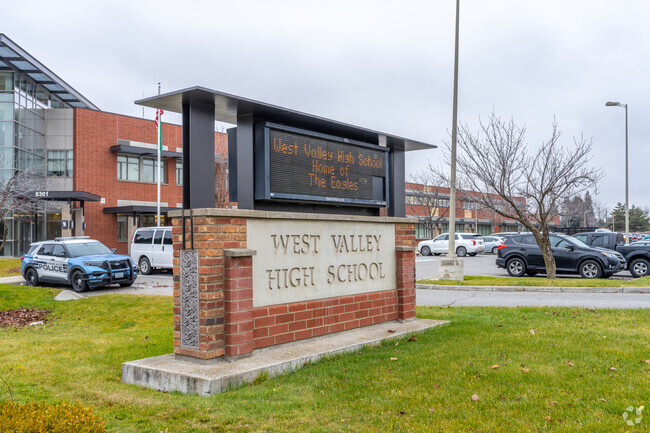 West Valley High School has a small reader board in front of the school.