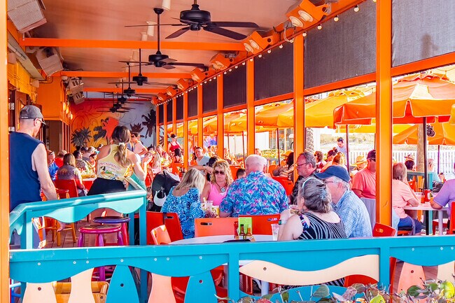 Eat lunch or dinner beachside at Clearwater Beach's Frenchy's Rockaway Grill.