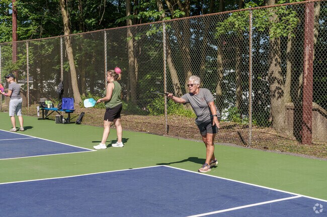 Pickleball players of any age appreciate the well-kept courts near Quinntown.