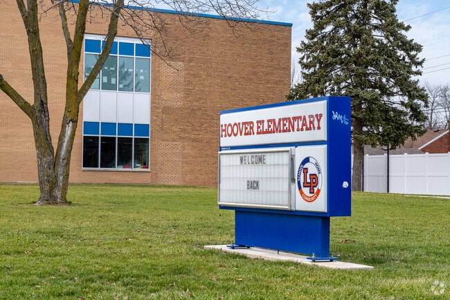 Hoover School, signage.
