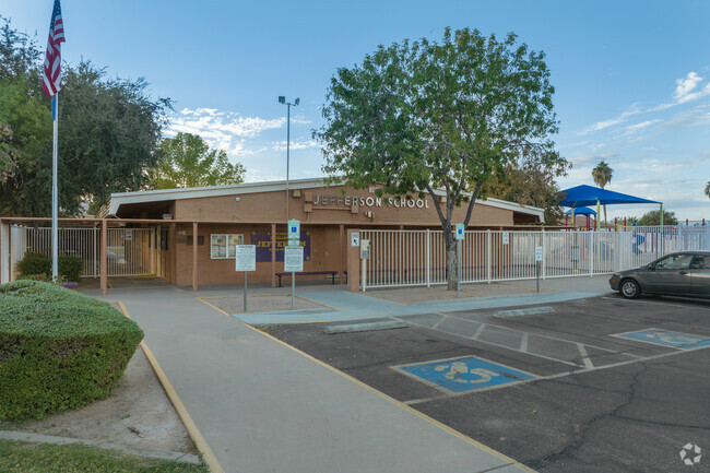 The entrance at Jefferson Elementary in Mesa is located along Jefferson Avenue.