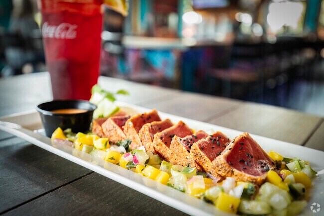 The seared Ahi tuna at Tiki Docks in RIverview is mouthwatering!