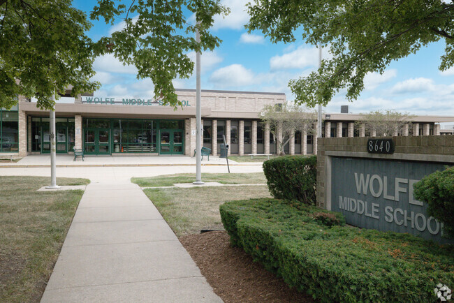 Entrance to Wolfe Middle School in Centerline, Michigan.