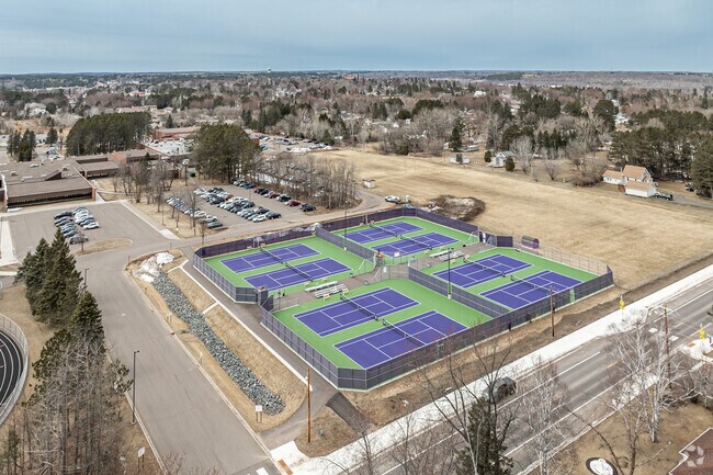 Cloquet Senior High has tennis courts on the campus.