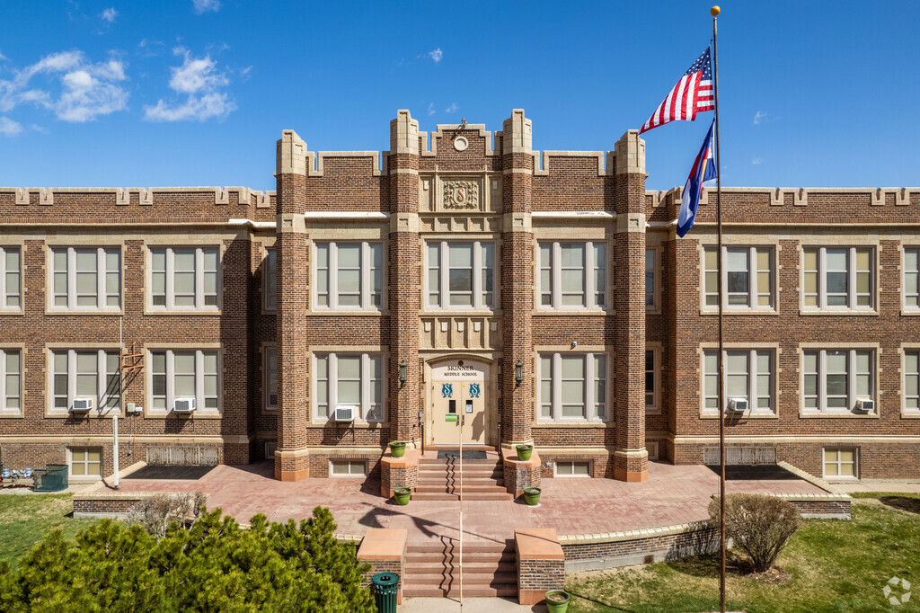 Skinner Middle School boasts a charming brick facade.