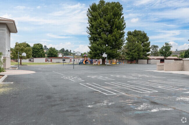 Students can enjoy recess on the blacktop at Emblem Academy in the Saugus neighborhood.
