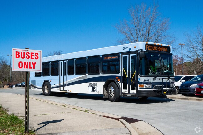 Park and ride to UNC and downtown Chapel Hill is located across from Meadowmont.