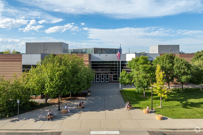 A view of the Trail Ridge Middle School buildings from the street.