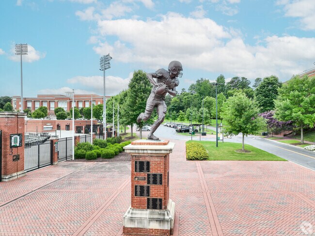 A statue outside of UNCC's football stadium, near Mallard Creek-Withrow Downs.