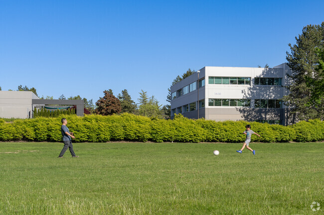 Practice your soccer skills in the green fields at Amberglen Park.