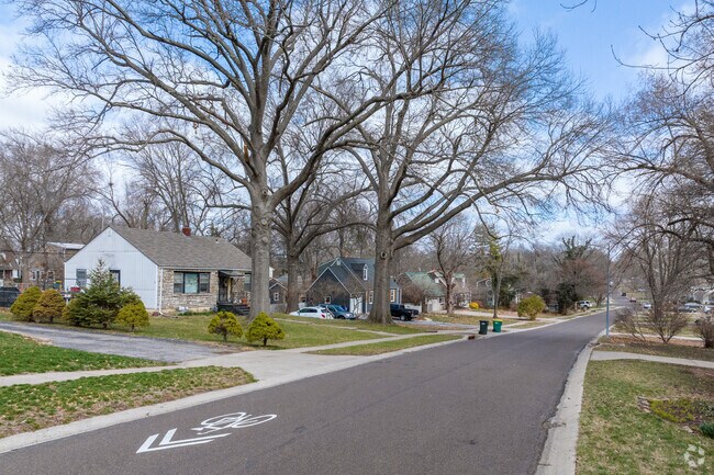 Two-car garages are a frequent feature of split-level homes in Colonial Village.