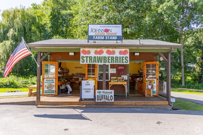 In Hooksett, you can find Johnson Golden Harvest, a local farm stand offering fresh food.