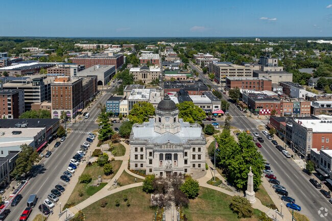 The Monroe County Courthouse is the center of downtown Bloomington near Elm Heights.