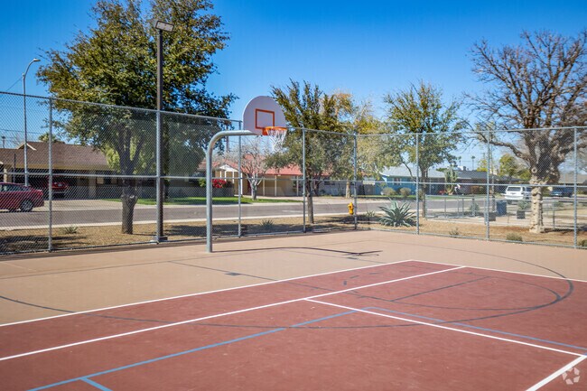 Play a quick game on the basketball courts of Loma Linda Park in Historic Goodyear.