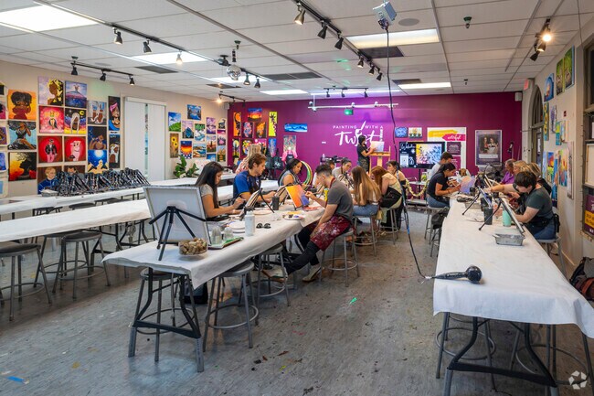 Unleash your creative side and meet some new friends at Painting With a Twist in The Lakes.